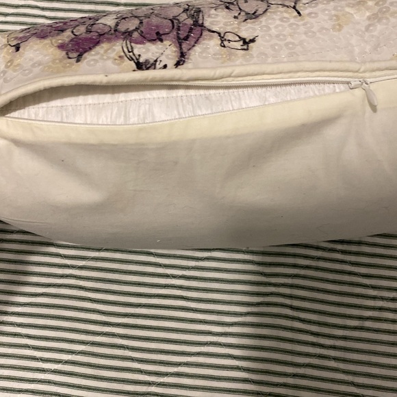 Floral Sequin Accent Pillow - Purple and Cream - Picture 2 of 5